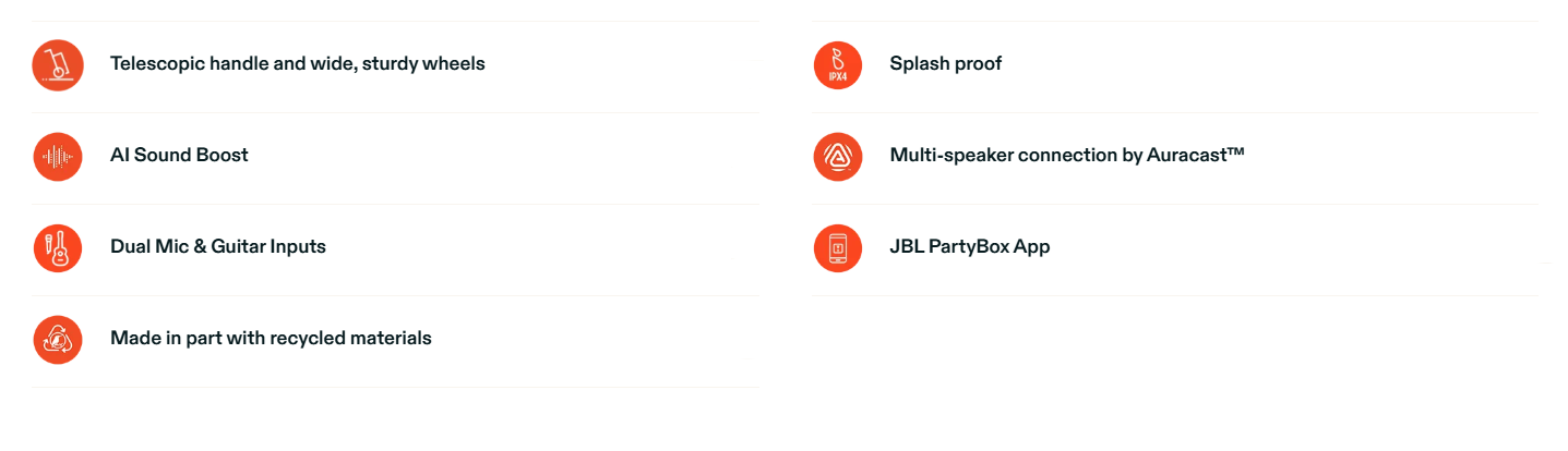 Feature JBL Club 320 Partbox Bluetooth Speaker